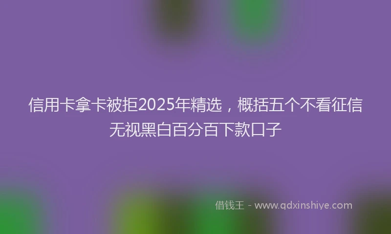 信用卡拿卡被拒2025年精选，概括五个不看征信无视黑白百分百下款口子