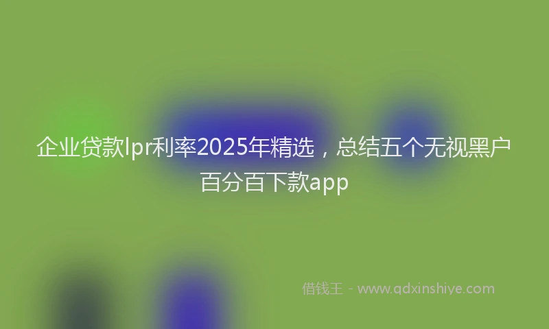 企业贷款lpr利率2025年精选，总结五个无视黑户百分百下款app