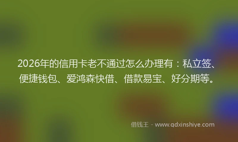 2026年的信用卡老不通过怎么办理有:私立签、便捷钱包、爱鸿森快借、借款易宝、好分期等。