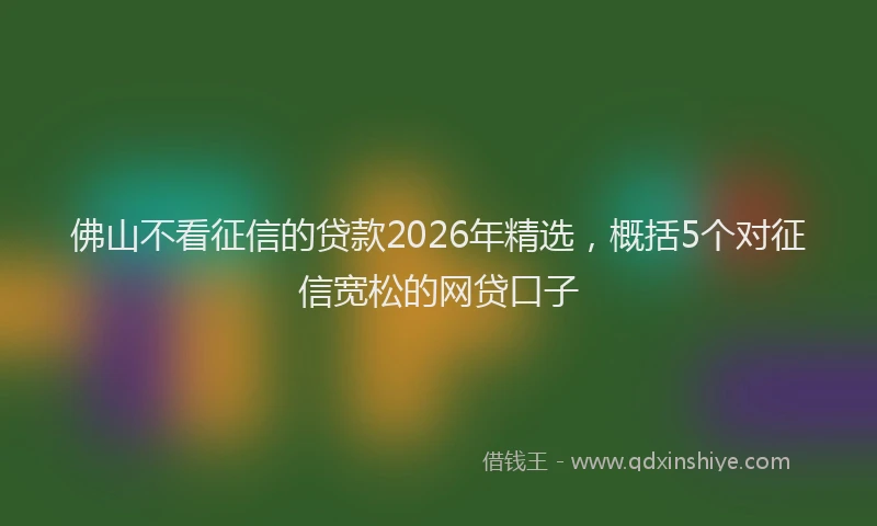佛山不看征信的贷款2026年精选，概括5个对征信宽松的网贷口子