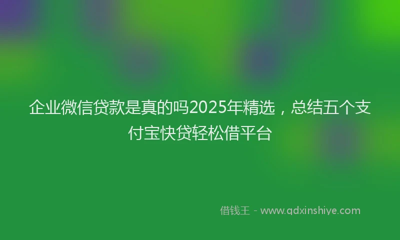企业微信贷款是真的吗2025年精选，总结五个支付宝快贷轻松借平台