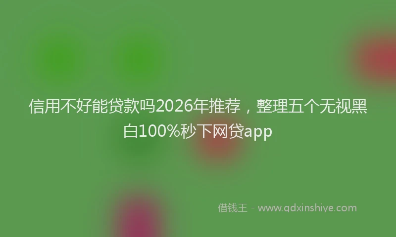 信用不好能贷款吗2026年推荐，整理五个无视黑白100%秒下网贷app
