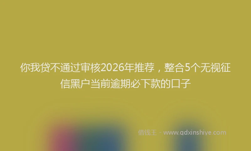 你我贷不通过审核2026年推荐，整合5个无视征信黑户当前逾期必下款的口子