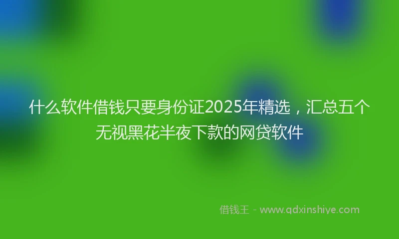 什么软件借钱只要身份证2025年精选，汇总五个无视黑花半夜下款的网贷软件