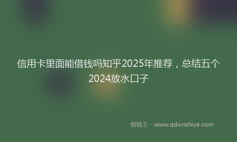 信用卡里面能借钱吗知乎2025年推荐，总结五个2024放水口子