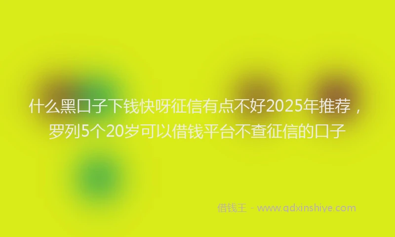 什么黑口子下钱快呀征信有点不好2025年推荐，罗列5个20岁可以借钱平台不查征信的口子