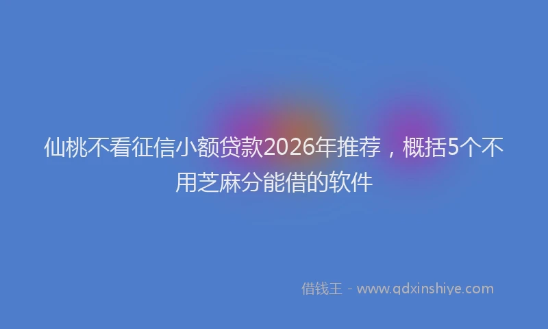 仙桃不看征信小额贷款2026年推荐，概括5个不用芝麻分能借的软件