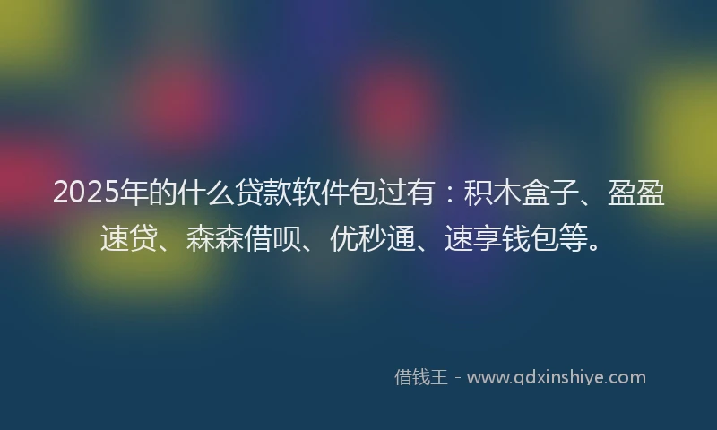 2025年的什么贷款软件包过有：积木盒子、盈盈速贷、森森借呗、优秒通、速享钱包等。