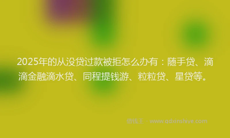 2025年的从没贷过款被拒怎么办有:随手贷、滴滴金融滴水贷、同程提钱游、粒粒贷、星贷等。