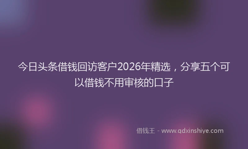 今日头条借钱回访客户2026年精选，分享五个可以借钱不用审核的口子