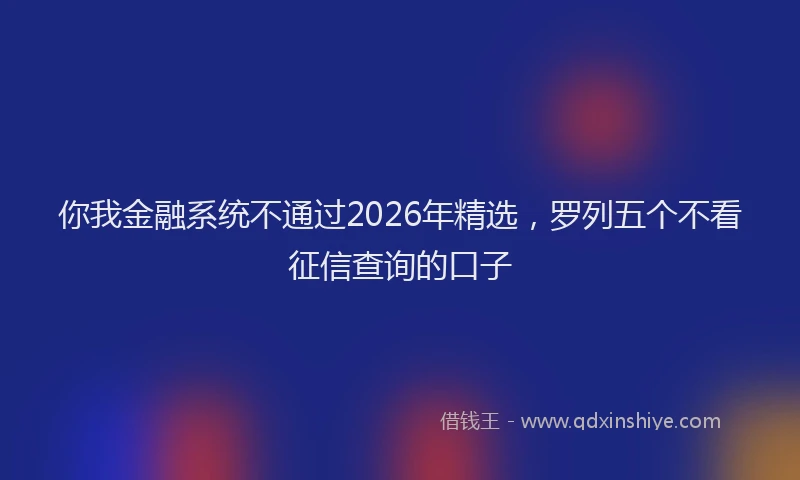 你我金融系统不通过2026年精选，罗列五个不看征信查询的口子