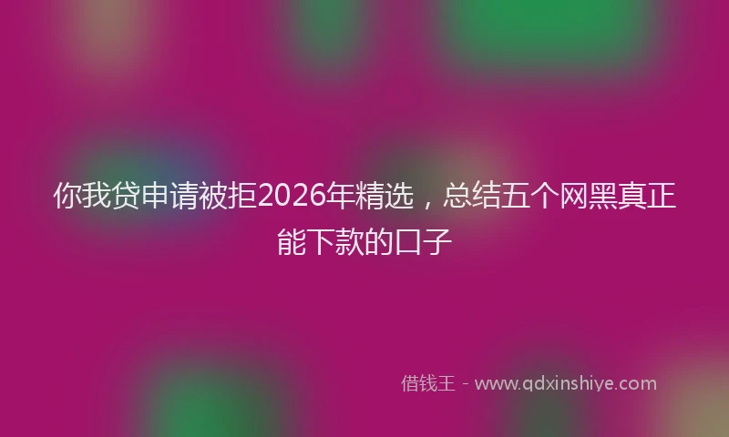 你我贷申请被拒2026年精选，总结五个网黑真正能下款的口子