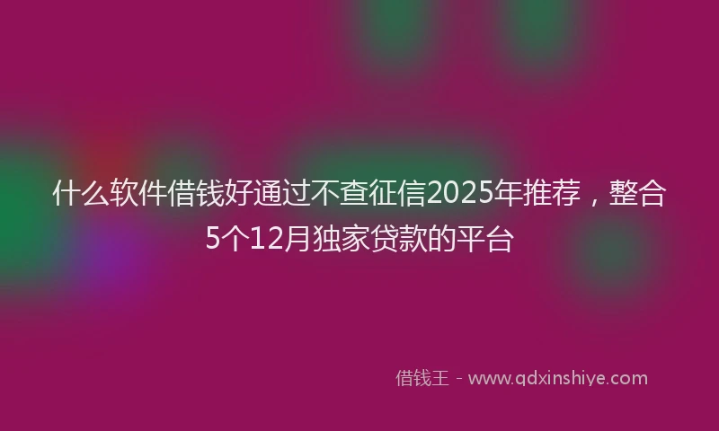 什么软件借钱好通过不查征信2025年推荐，整合5个12月独家贷款的平台