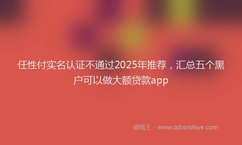 任性付实名认证不通过2025年推荐，汇总五个黑户可以做大额贷款app