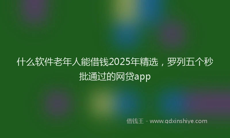 什么软件老年人能借钱2025年精选，罗列五个秒批通过的网贷app