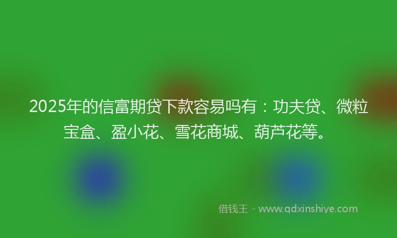 2025年的信富期贷下款容易吗有：功夫贷、微粒宝盒、盈小花、雪花商城、葫芦花等。