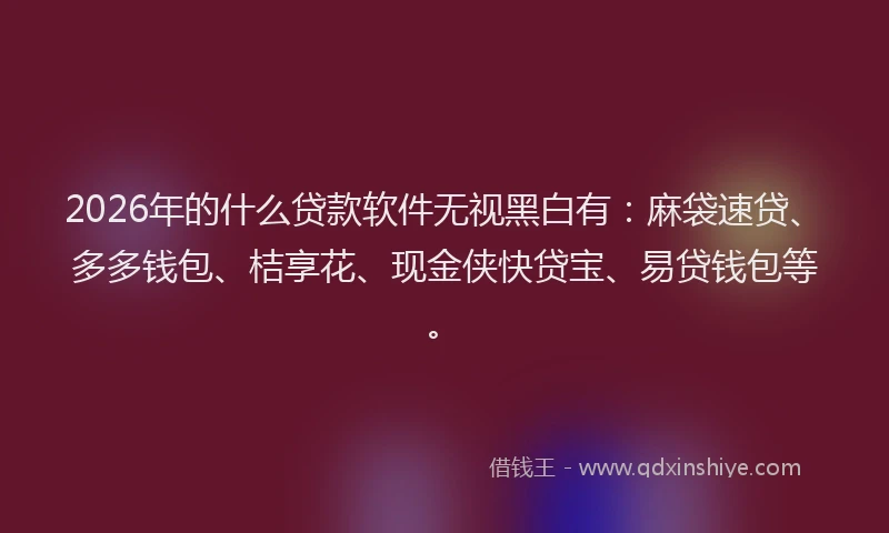 2026年的什么贷款软件无视黑白有：麻袋速贷、多多钱包、桔享花、现金侠快贷宝、易贷钱包等。