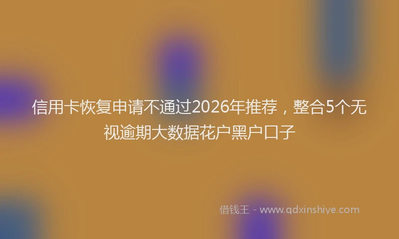 信用卡恢复申请不通过2026年推荐，整合5个无视逾期大数据花户黑户口子