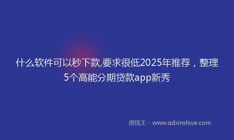 什么软件可以秒下款,要求很低2025年推荐，整理5个高能分期贷款app新秀