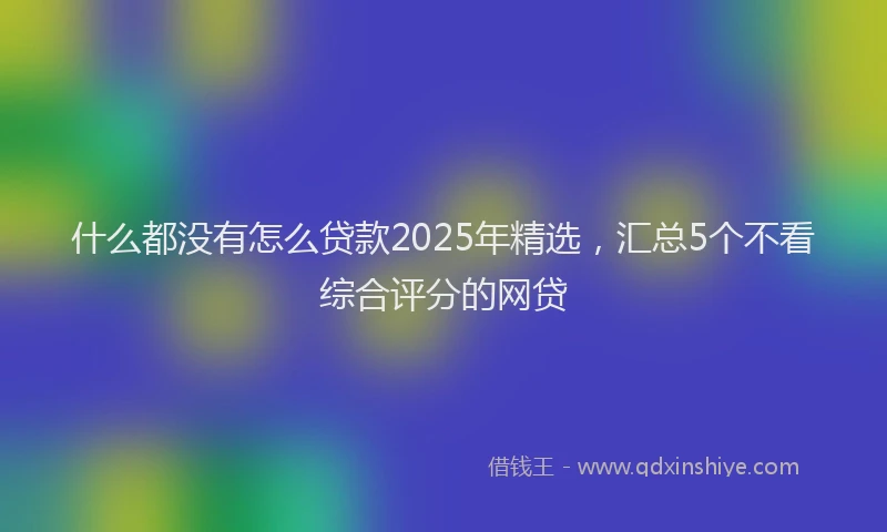 什么都没有怎么贷款2025年精选，汇总5个不看综合评分的网贷