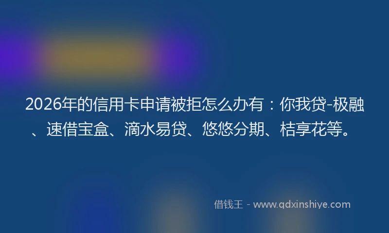 2026年的信用卡申请被拒怎么办有：你我贷-极融、速借宝盒、滴水易贷、悠悠分期、桔享花等。