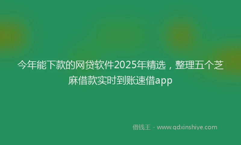今年能下款的网贷软件2025年精选，整理五个芝麻借款实时到账速借app