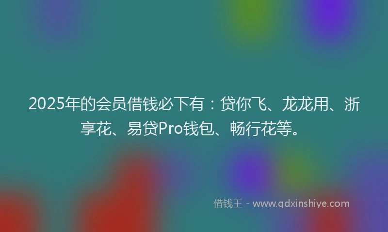 2025年的会员借钱必下有：贷你飞、龙龙用、浙享花、易贷Pro钱包、畅行花等。