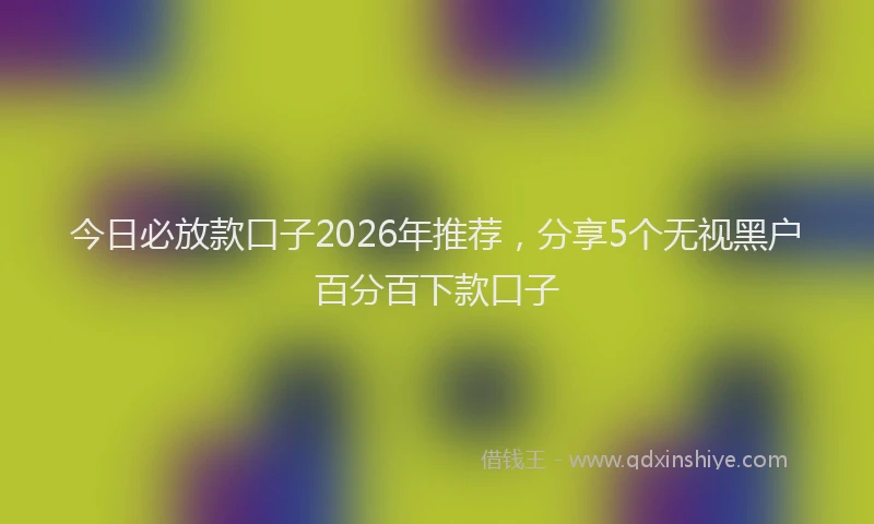 今日必放款口子2026年推荐，分享5个无视黑户百分百下款口子