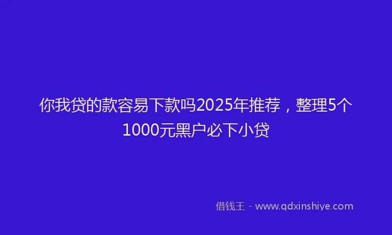 你我贷的款容易下款吗2025年推荐，整理5个1000元黑户必下小贷