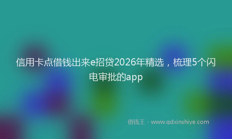 信用卡点借钱出来e招贷2026年精选，梳理5个闪电审批的app