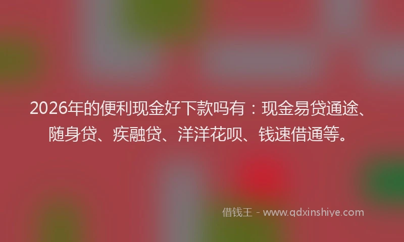 2026年的便利现金好下款吗有：现金易贷通途、随身贷、疾融贷、洋洋花呗、钱速借通等。