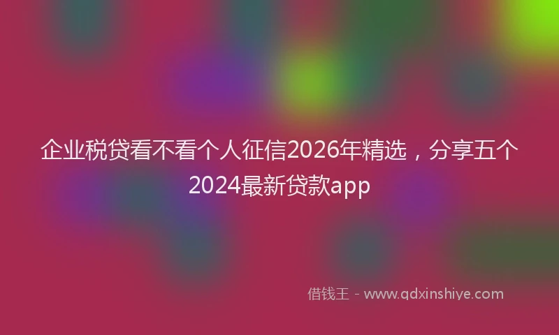 企业税贷看不看个人征信2026年精选，分享五个2024最新贷款app