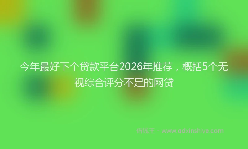 今年最好下个贷款平台2026年推荐,概括5个无视综合评分不足的网贷