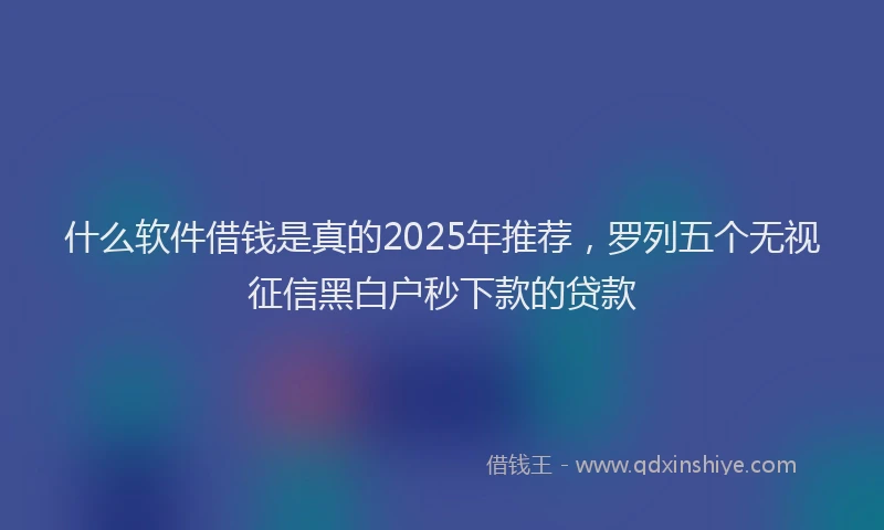 什么软件借钱是真的2025年推荐,罗列五个无视征信黑白户秒下款的贷款