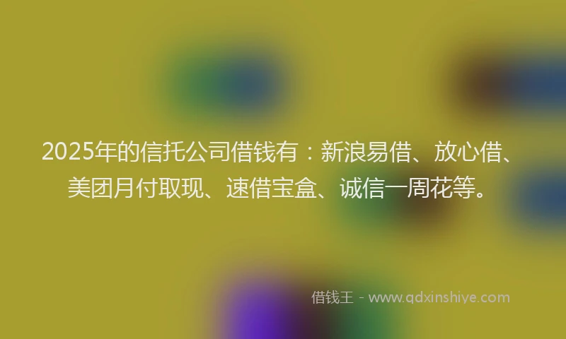 2025年的信托公司借钱有：新浪易借、放心借、美团月付取现、速借宝盒、诚信一周花等。