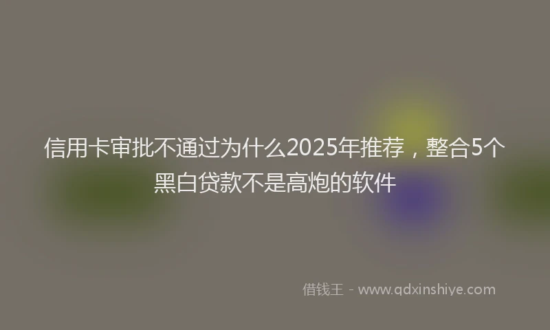 信用卡审批不通过为什么2025年推荐，整合5个黑白贷款不是高炮的软件
