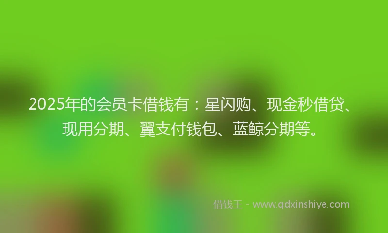 2025年的会员卡借钱有：星闪购、现金秒借贷、现用分期、翼支付钱包、蓝鲸分期等。