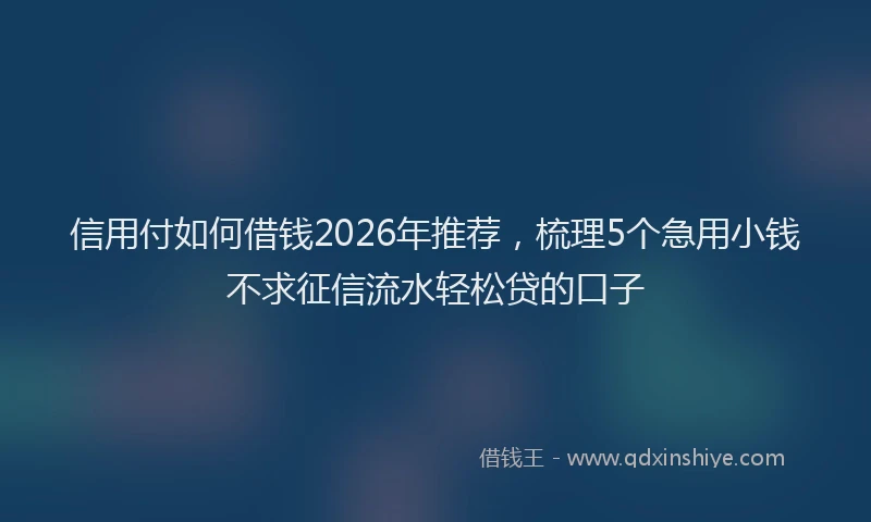 信用付如何借钱2026年推荐,梳理5个急用小钱不求征信流水轻松贷的口子