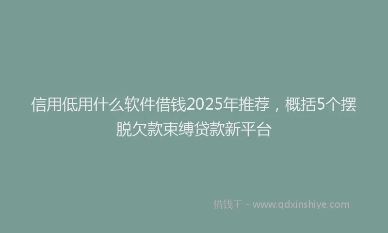 信用低用什么软件借钱2025年推荐，概括5个摆脱欠款束缚贷款新平台