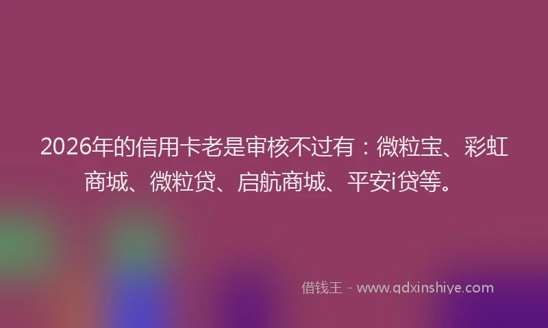 2026年的信用卡老是审核不过有：微粒宝、彩虹商城、微粒贷、启航商城、平安i贷等。
