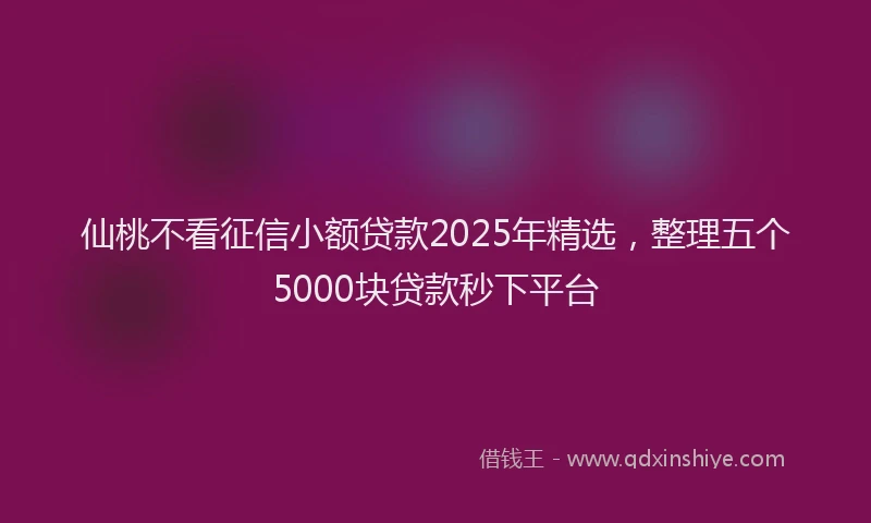 仙桃不看征信小额贷款2025年精选,整理五个5000块贷款秒下平台