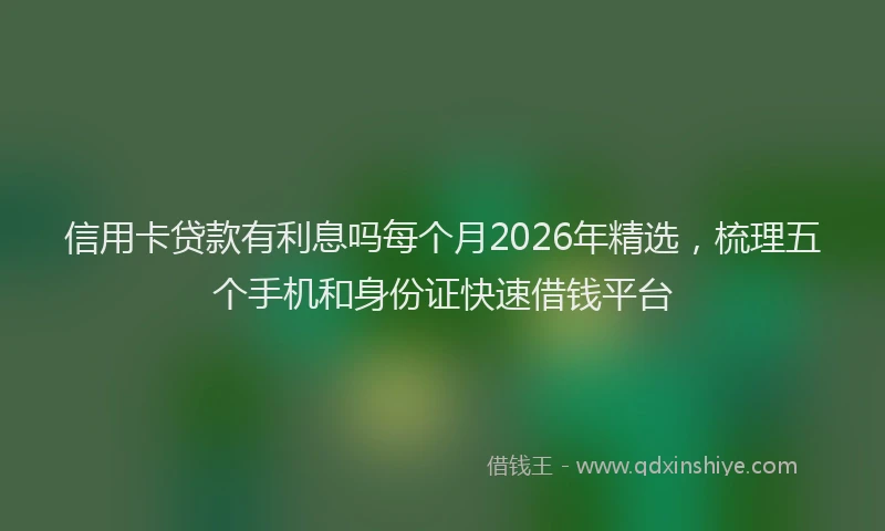 信用卡贷款有利息吗每个月2026年精选，梳理五个手机和身份证快速借钱平台