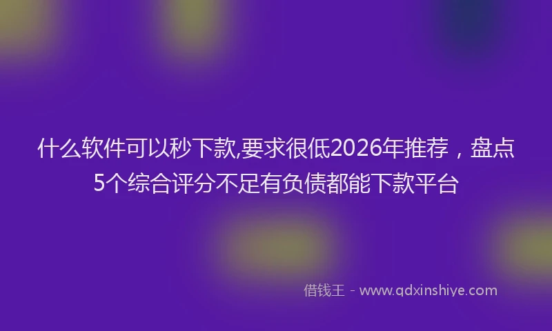 什么软件可以秒下款,要求很低2026年推荐，盘点5个综合评分不足有负债都能下款平台