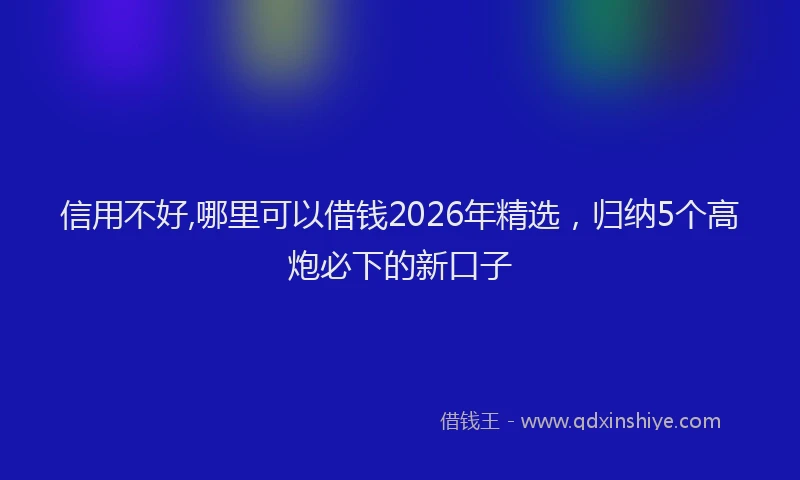 信用不好,哪里可以借钱2026年精选,归纳5个高炮必下的新口子