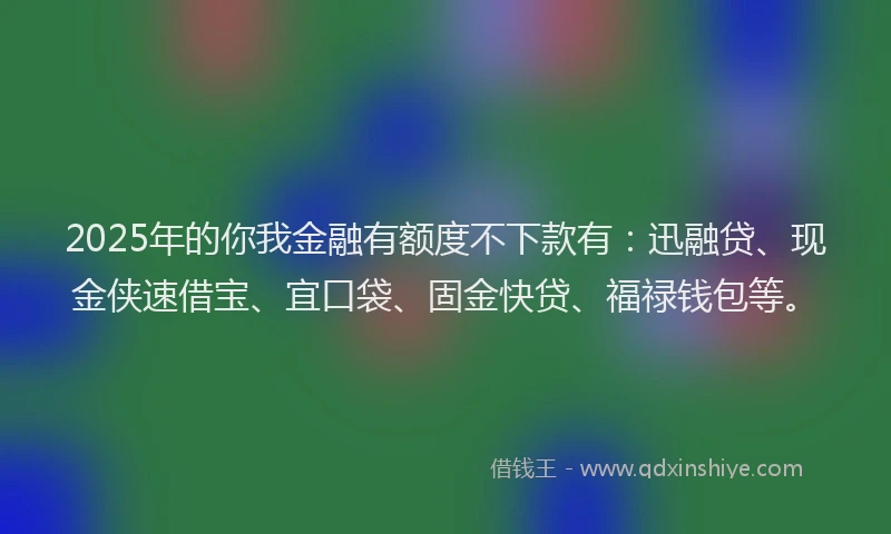 2025年的你我金融有额度不下款有：迅融贷、现金侠速借宝、宜口袋、固金快贷、福禄钱包等。
