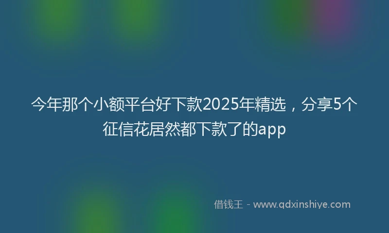 今年那个小额平台好下款2025年精选，分享5个征信花居然都下款了的app