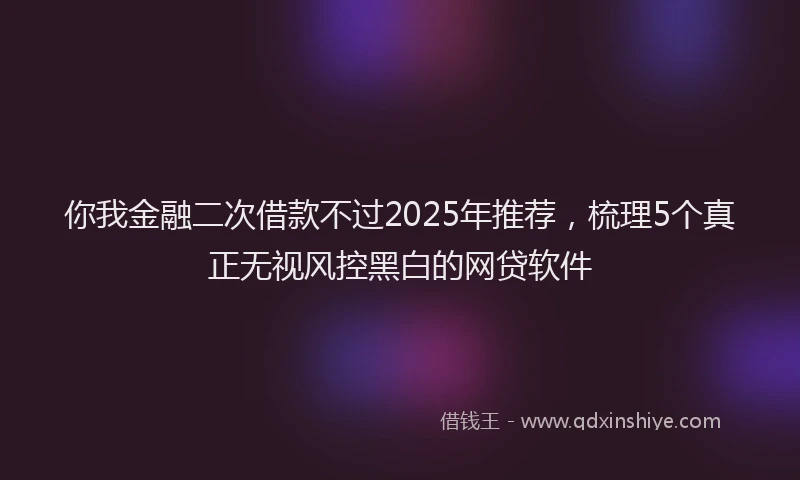 你我金融二次借款不过2025年推荐，梳理5个真正无视风控黑白的网贷软件
