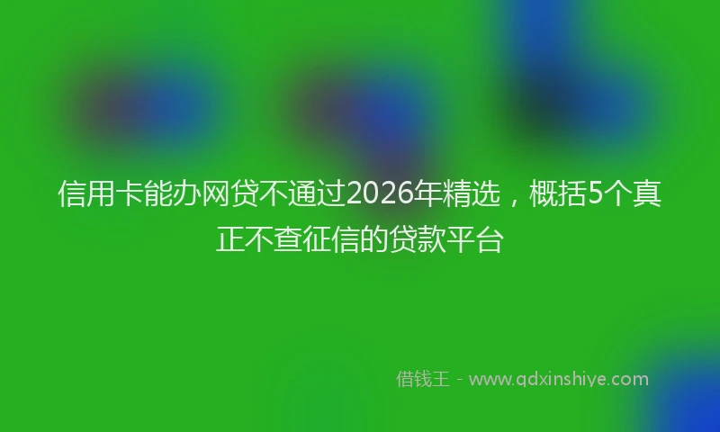 信用卡能办网贷不通过2026年精选，概括5个真正不查征信的贷款平台