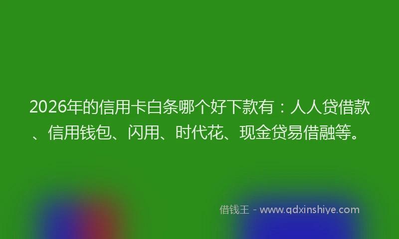 2026年的信用卡白条哪个好下款有：人人贷借款、信用钱包、闪用、时代花、现金贷易借融等。