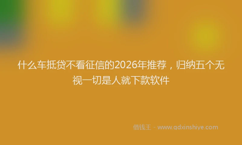 什么车抵贷不看征信的2026年推荐，归纳五个无视一切是人就下款软件